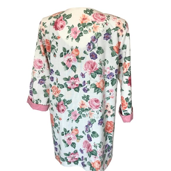 Special Thyme 80s Floral Jacket, Size 14: Vintage Lightweight Flowery Blazer - Picture 3 of 12